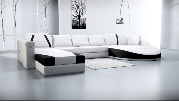 Ledersofa Couch Wohnlandschaft Ecksofa Eck Garnitur Design Modern Sofa A1122