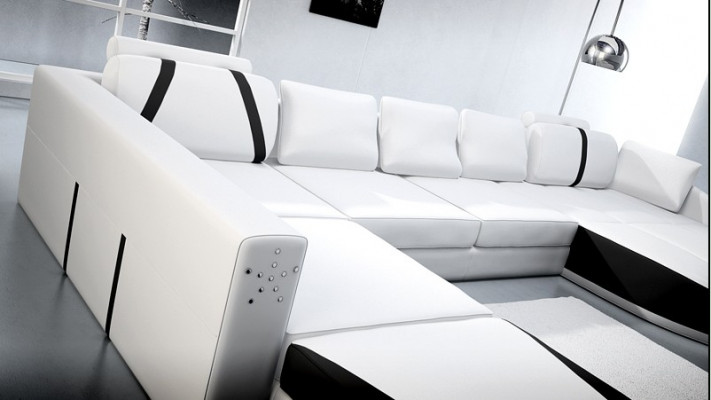 Ledersofa Couch Wohnlandschaft Ecksofa Eck Garnitur Design Modern Sofa A1122