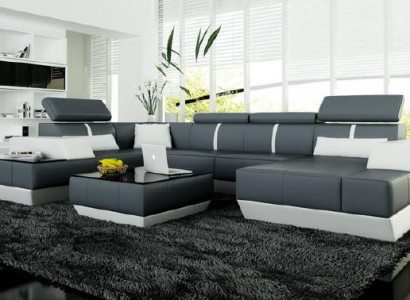 Ledersofa Wohnlandschaft Couch Sofa Ecksofa Eckcouch Ledercouch Poster Ecke-Sofa