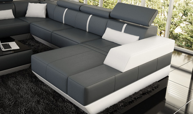 Ledersofa Wohnlandschaft Couch Sofa Ecksofa Eckcouch Ledercouch Poster Ecke-Sofa