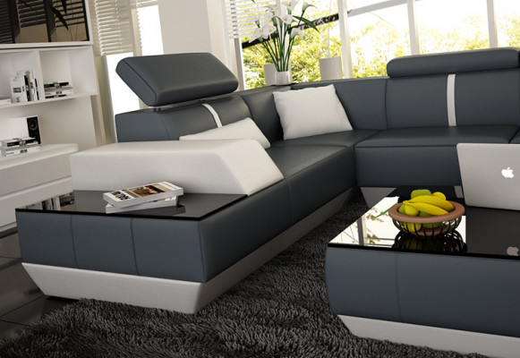 Ledersofa Wohnlandschaft Couch Sofa Ecksofa Eckcouch Ledercouch Poster Ecke-Sofa