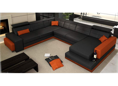 Ledersofa Couch Neu Wohnlandschaft Ecksofa Eck Garnitur Design Modern Sofa + USB