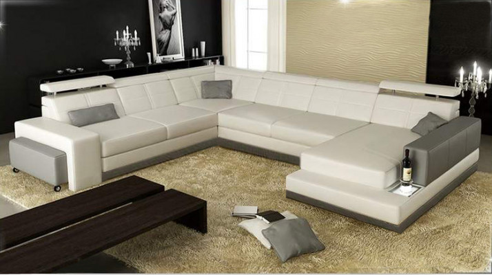 Ledersofa Couch Neu Wohnlandschaft Ecksofa Eck Garnitur Design Modern Sofa + USB