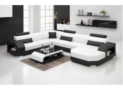Ledersofa Couch Wohnlandschaft Ecksofa Eck Garnitur Design Modern Sofa mit USB