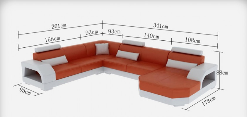 Ledersofa Couch Wohnlandschaft Ecksofa Eck Garnitur Design Modern Sofa mit USB