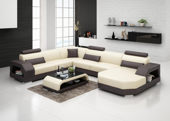 Ledersofa Couch Wohnlandschaft Ecksofa Eck Garnitur Design Modern Sofa mit USB