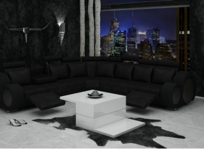 TEXTIL SOFA mit USB DESIGNERSOFA GARNITUR LEDER ECKSOFA WOHNLANDSCHAFT ECK NEU