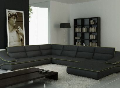 Ledersofa Couch Wohnlandschaft Ecksofa Eck Garnitur Design Modern Sofa