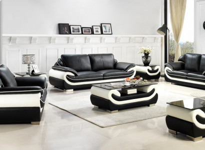 Sofagarnitur Polster Sofa + USB Set 3+2+1 Leder Couchen Sofas Garnitur Sitz T777