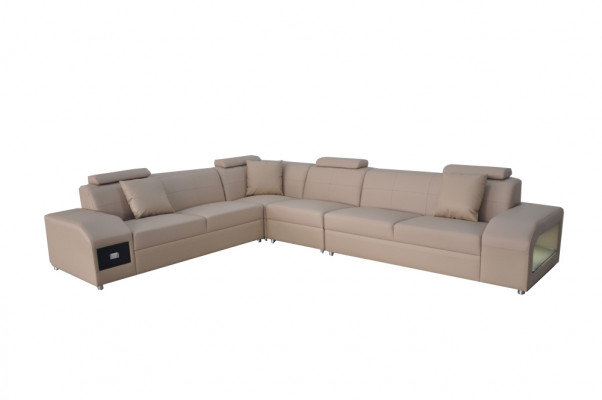 Ecksofa Garnitur Design Modern Sofa + USB Ledersofa Sofa Wohnlandschaft Couch