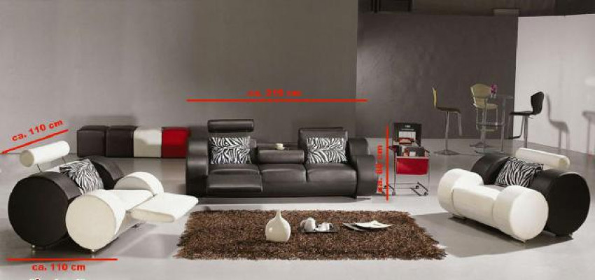 LEDERSOFA mit USB LEDER GARNITUR 3+2+1 SITZER POLSTERGARNITUR DESIGNER SOFA NEU