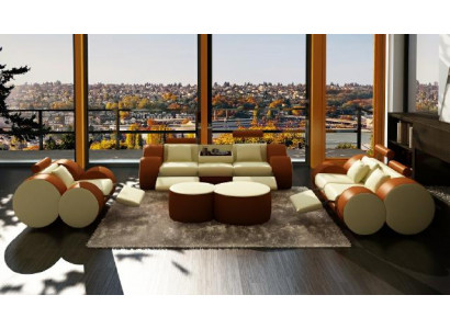 Leder Sofa 3+2+1 Mit USB Relax Couch Sofagarnitur Couchgarnitur Polstergarnitur