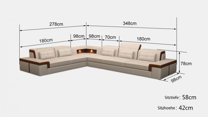 Ecke Leder Modern XXL Couch Wohnlandschaft Couchen Sofas Sofa L Form B2021 Tisch