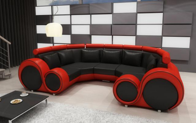 XXL Wohnlandschaft Ledersofa Design Polster Garnitur Couch Ecksofa Big Sofa +USB