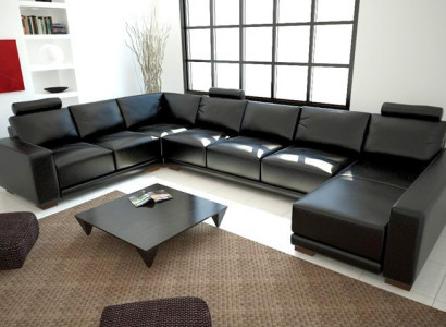 Ledersofa Couch Wohnlandschaft Ecksofa Eck Garnitur Design Modern A1121