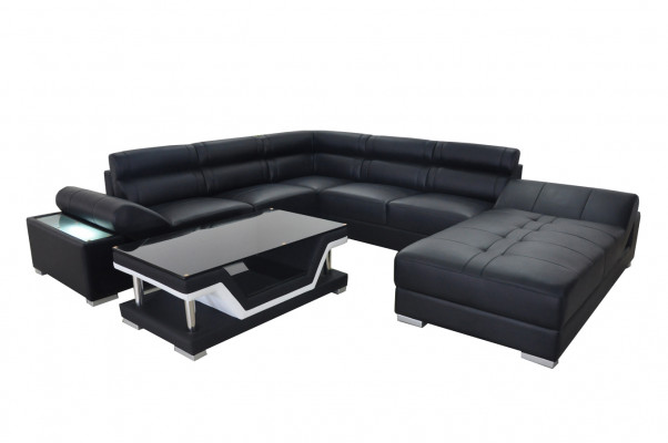Ledersofa Couch Wohnlandschaft Eck Garnitur Design Modern Sofa U-Form