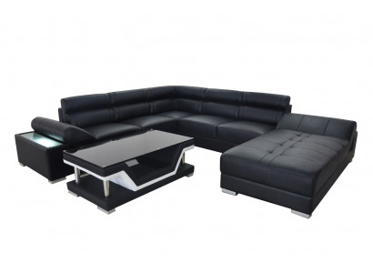 Ledersofa Couch Wohnlandschaft Eck Garnitur Design Modern Sofa U-Form