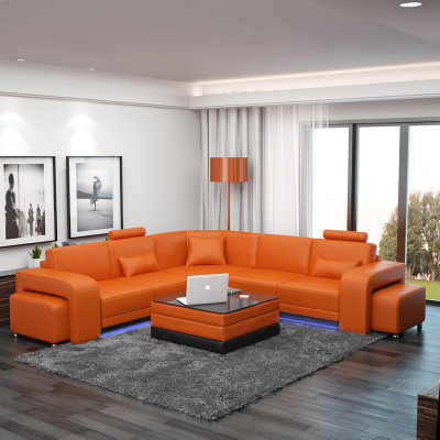 Stilvolles L-förmiges Ecksofa in lebendigem Orange für Ihr Zuhause