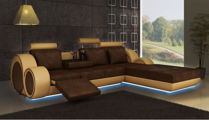 TEXTILSOFA GARNITUR ECKCOUCH ECKSOFA STOFFSOFA WOHNLANDSCHAFT COUCHGARNITUR NEU