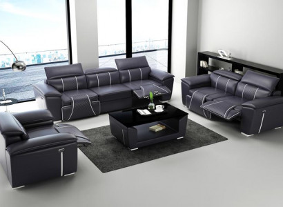 Sofagarnitur Couch Polster Sofa 3+3 Komplett Set Design Leder 2tlg. Garnituren