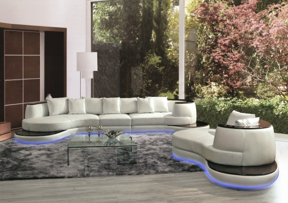 Rundsofa mit USB Sofa Couch Runde Polster Couchen Garnitur Ecksofa Sitz Rund Neu