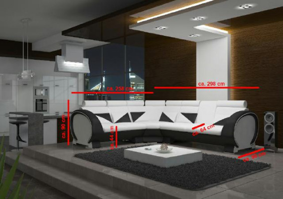 Ecksofa mit USB Ledersofa Ledergarnitur Eckcouch Design Sofa Leder Couch "VIGO"