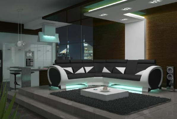 Designer Ecksofa Wohnlandschaft Sofa + USB Polster Garnitur Lounge Sofas Couchen