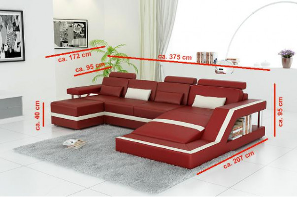 Designer Ecksofa Sofa Wohnlandschaft Big Modernes Ledersofa + USB Couch Polster