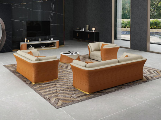 Exklusive Ledersofa Couch Sitzpolster Garnitur 321 Sofa Couchen Landschaft