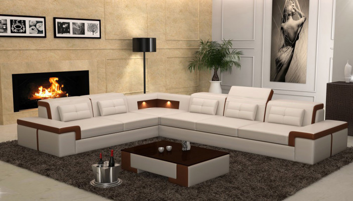 Sofa Eckcouch Polster Wohnzimmer design Ecksofa LForm Wohnlandschaft USB + LED