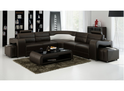 Ledersofa Couch Wohnlandschaft Ecksofa Eck Garnitur Design Modern Sofa F3008B