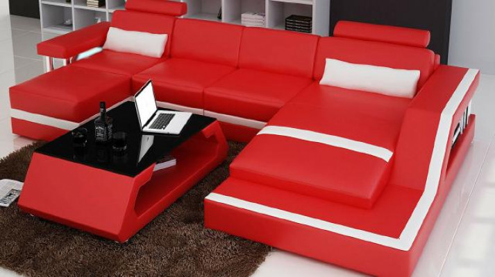 Designer Ecksofa Sofa Wohnlandschaft Big Modernes Ledersofa mit USB HAMBURG III