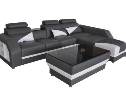 Leder Eck Sofa mit USB,Polster Couchen Sofas Wohnlandschaft Luxus Garnitur Ecke