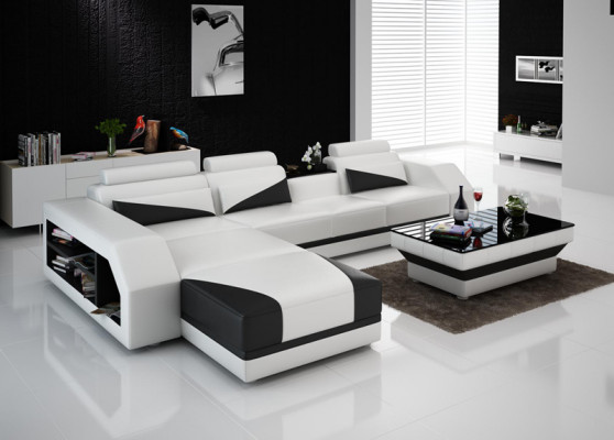 Leder Eck Sofa mit USB,Polster Couchen Sofas Wohnlandschaft Luxus Garnitur Ecke
