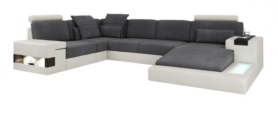 Ecke Ecksofa U-Form Wohnlandschaft Sofa Couch Polster Stoff Sofas Leder Neu