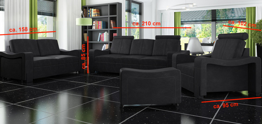 Garnitur Stoffsofa 3+2+1 Sofagarnitur Maßanfertigung Polster Sofa USB Textil