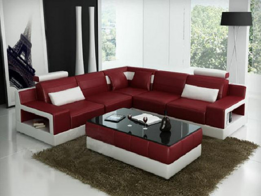 Ledersofa Ecksofa Design Couch Bettfunktion Garnitur Wohnlandschaft Polster Neu