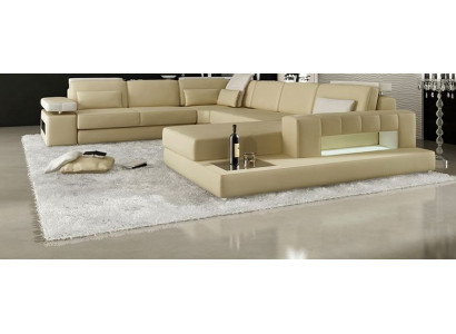 Ecksofa U-Form Wohnlandschaft Sofa Couch Polster Ecke Sofa Stoff Sofas Leder
