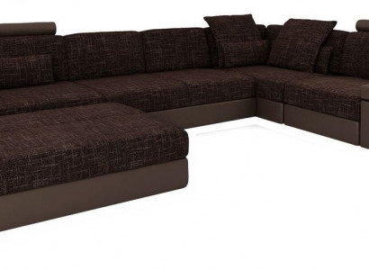 Moderne Designer Ecksofa L-Form Möbel Polster Textil mit Hocker 2tlg Set Neu