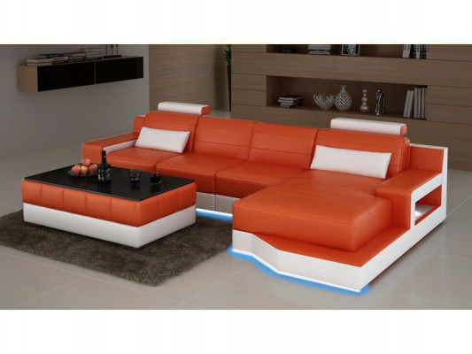 Ecksofa Textil Stoff Leder Polster Sofas Sofa Couch Garnitur Wohnlandschaft ULM