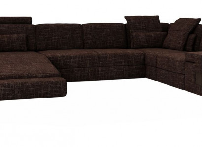 Ecksofa U-Form Moderne Sofa Ledersofa Ecksofa Polster Stoff Textil Design Sofa