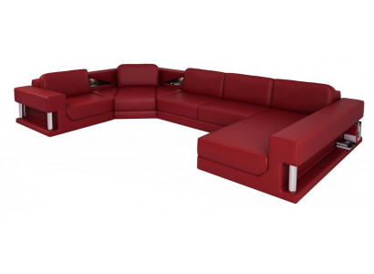U Form Sofa Couch Polster Sofa Wohnlandschaft Design Ecksofa Leder Polster Neu