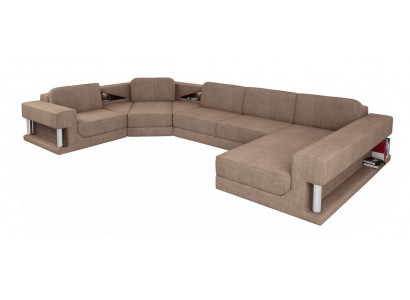 U-Form Bettfunktion Couch Design Polster Textil Eck Wohnlandschaft Ecksofa Stoff
