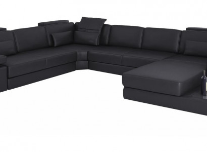 Wohnlandschaft Bettfunktion Leder Ecksofa U-Form Sofa Couch Textil Sofas Design