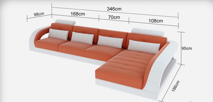 Ledersofa USB Wohnlandschaft Ecksofa Eck Garnitur Design Modern Sofa G8012C Neu