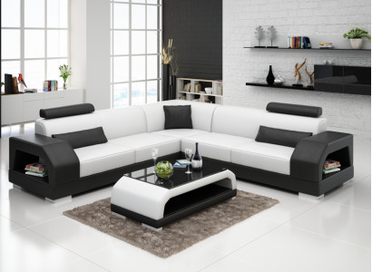 Ledersofa Couch Wohnlandschaft Ecksofa Eck Garnitur Design Modern Sofa G8001B