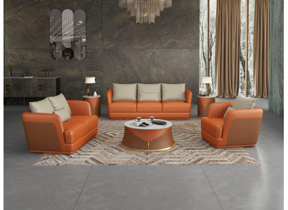 Italienische Designer Wohnzimmer Möbel Ledersofa Couchgarnitur Sofa Couch Set