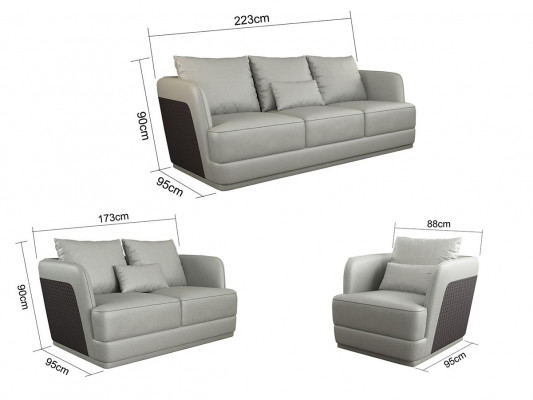 Italienische Designer Wohnzimmer Möbel Ledersofa Couchgarnitur Sofa Couch Set