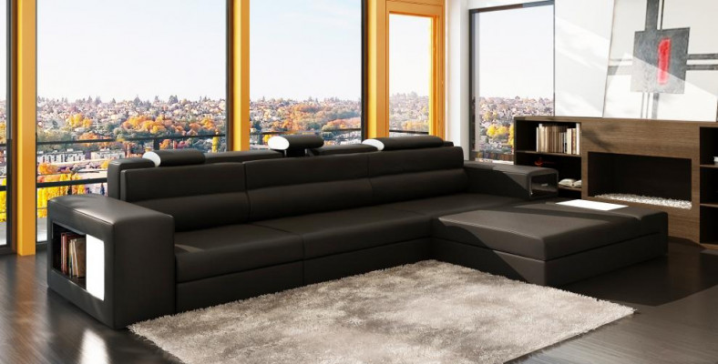 Designsofa Sofa mit USB Polster Ecksofa Garnitur Wohnlandschaft Ledersofa Couch