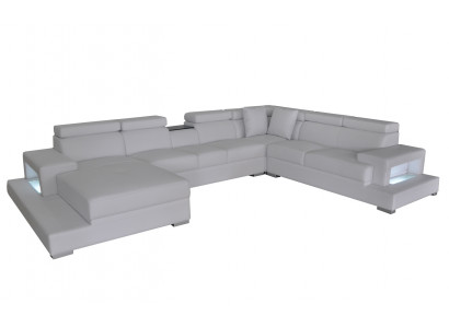 Leder Polster Sitz Zimmer Eck Wohn Sofa Couch XXL Designer Garnitur Sofas +USB